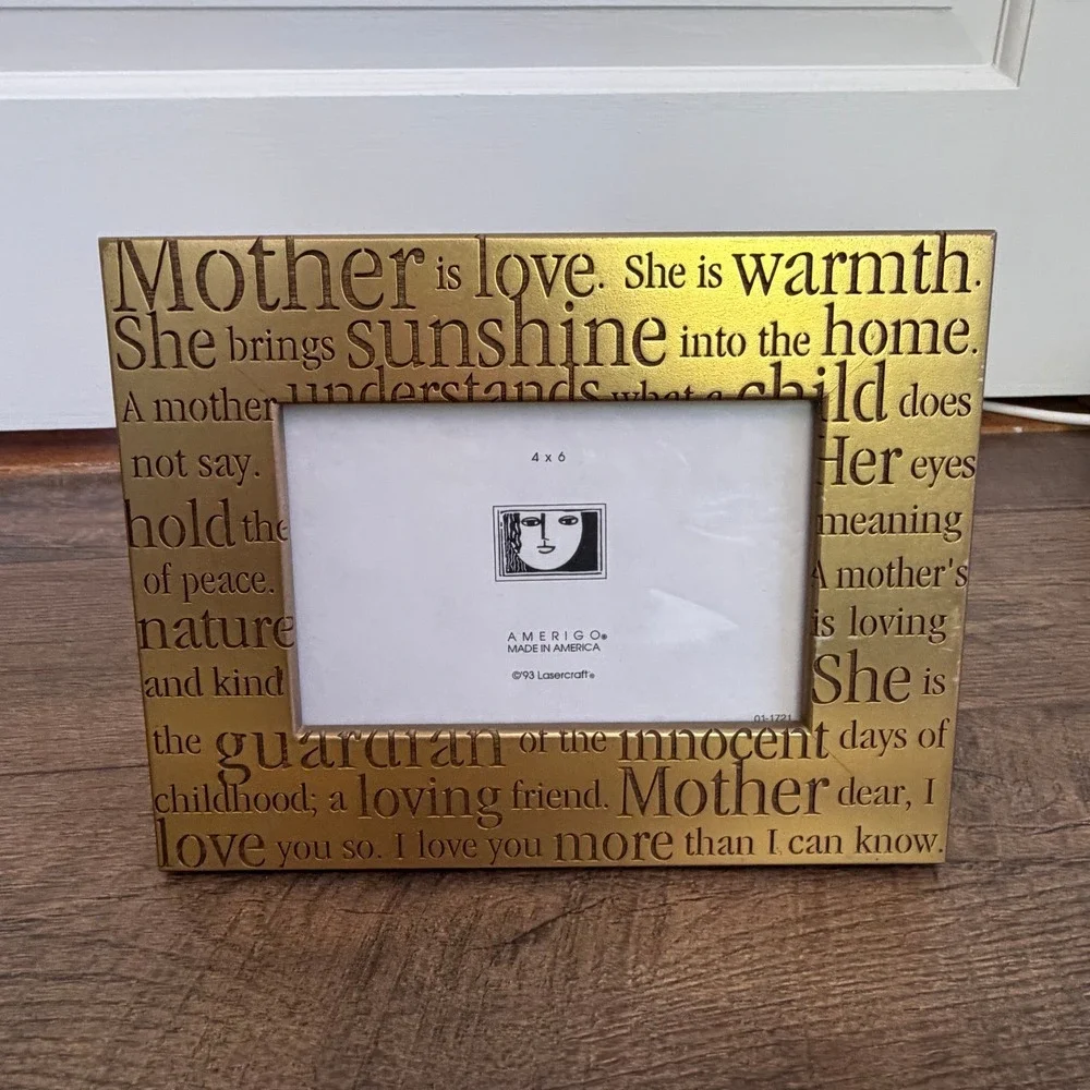 Mother Poem 4x6‎ Picture Frame Lasercraft Amerigo Gold 1993
